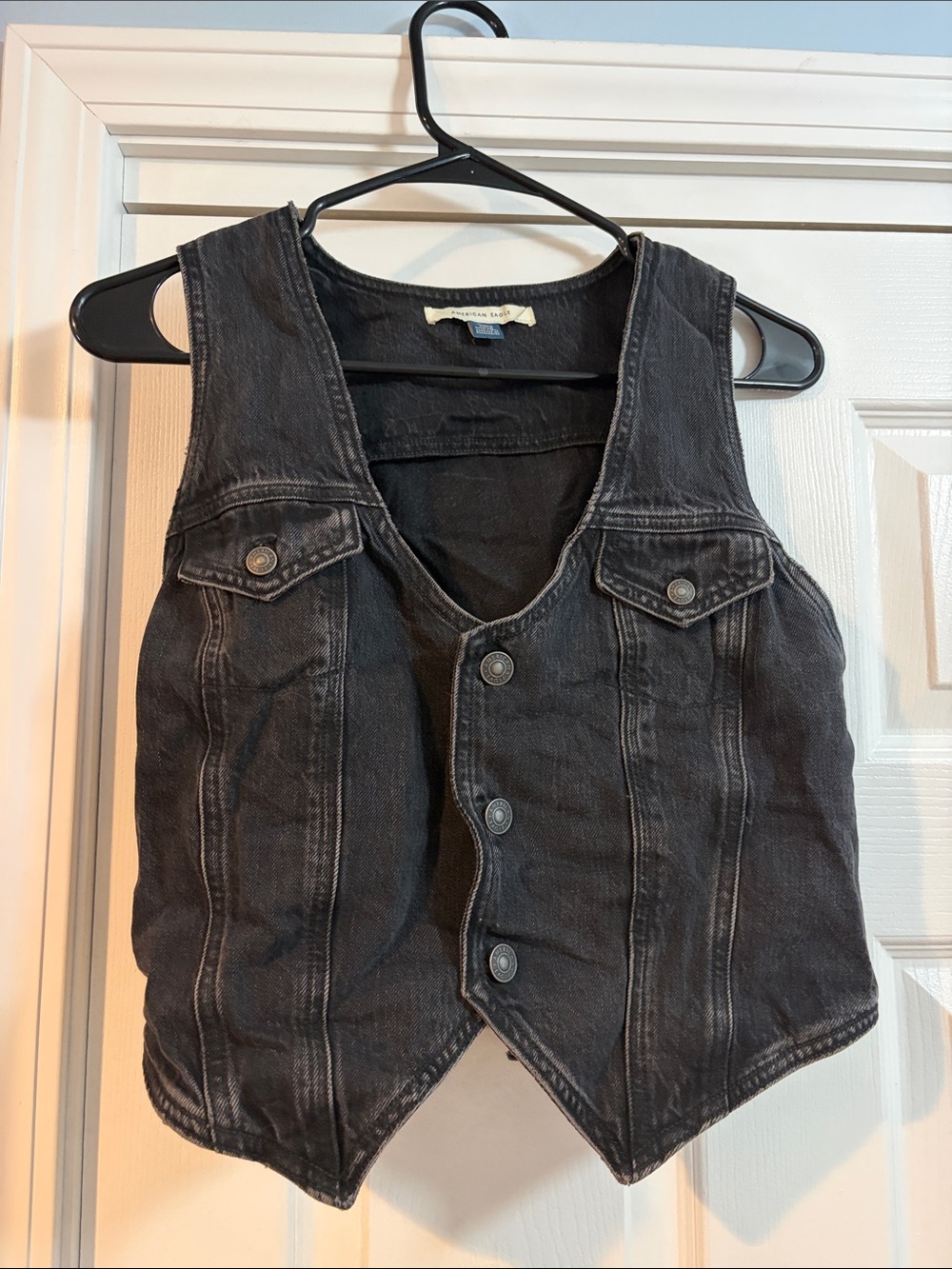 American Eagle Outfitters Black Denim Crop Vest